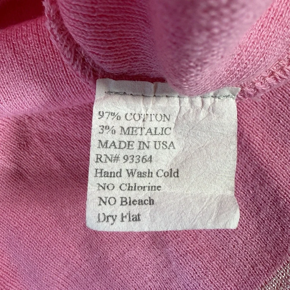 Laurie B. Button Front Cardigan Womens‎ Large *Fits Small Pink Metallic Trim USA